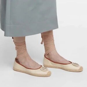 Tory Burch Minnie Leather Strap Espadrilles Flats Size 10